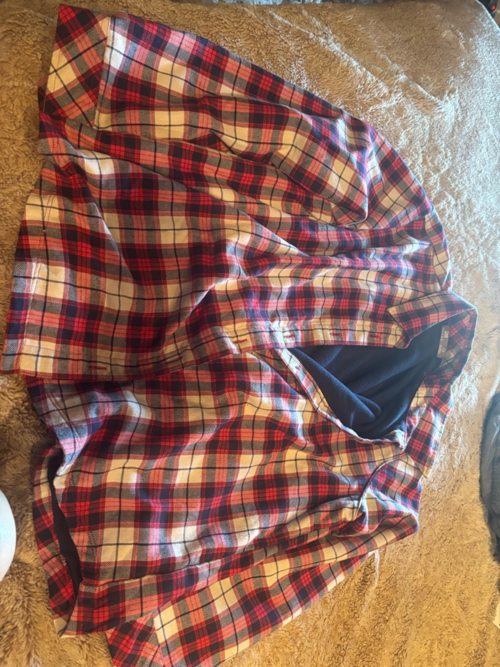 Lee Red and White Plaid Button-Down lined flannel